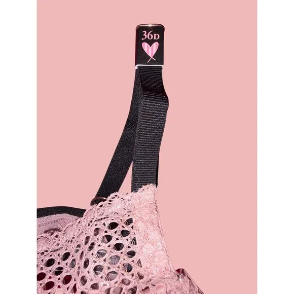 Victoria's Secret NEW Luxe Lingerie Fishnet Lace Plunge Push Up Bra 36D - Picture 6 of 8